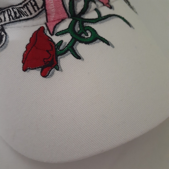 3/$15💋Women White Cap with Courage and Hope Embroidery Pink Ribbon - Picture 3 of 7